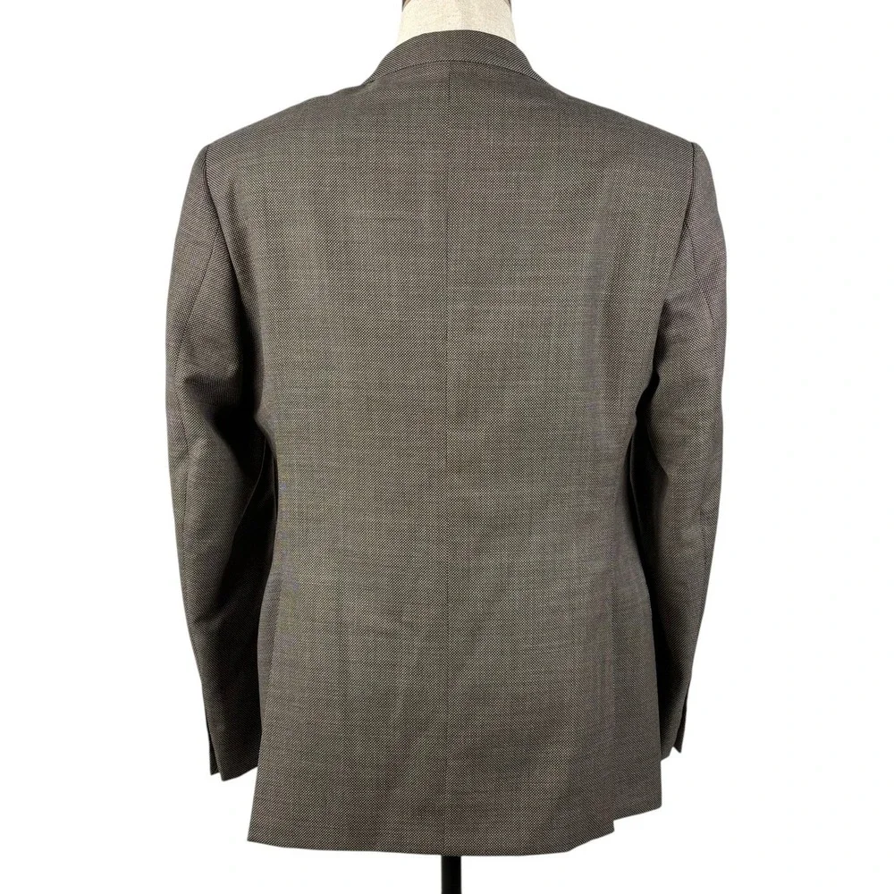 Emporio Armani G Line Blazer Mens 38R US Brown Micro Pattern Virgin Wool NEW